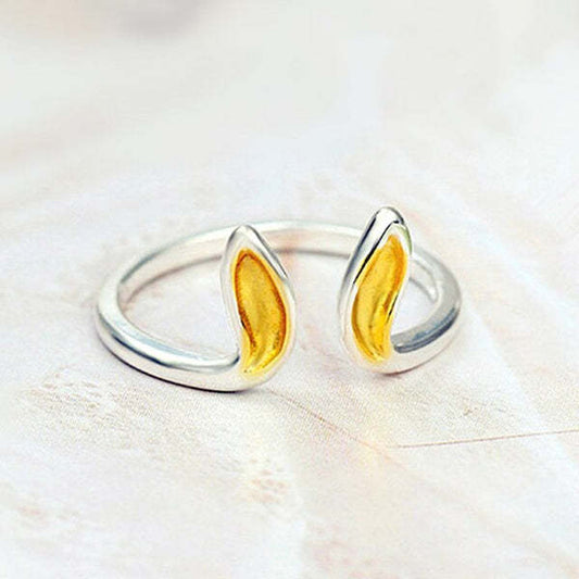 Rabbit Open Ring Two Tone Gold and Silver Animal Copper Painted Oil Jewelry for Women European Fashion Accessory