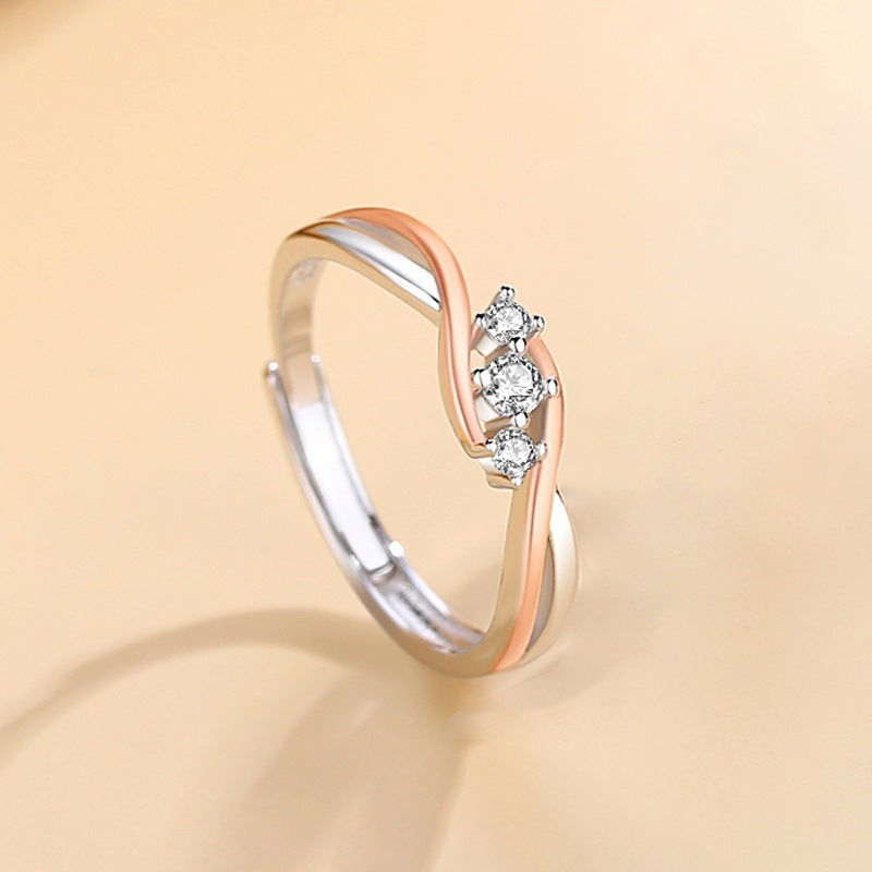 Adjustable Sterling Silver Ring For Men And Women Winding Design With Micro Inlay Zircon Stones For Style Ring