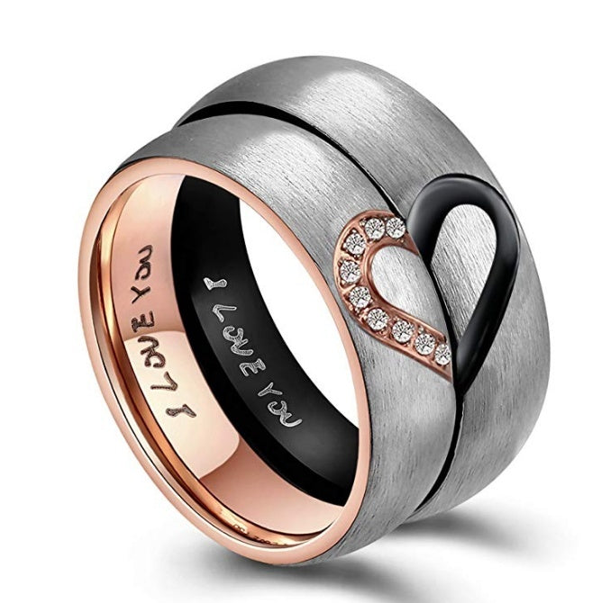 Couple Rings Titanium Steel Frosted Bands 6mm Width 2mm Thickness Carved Electroplated Lightweight Love Rings
