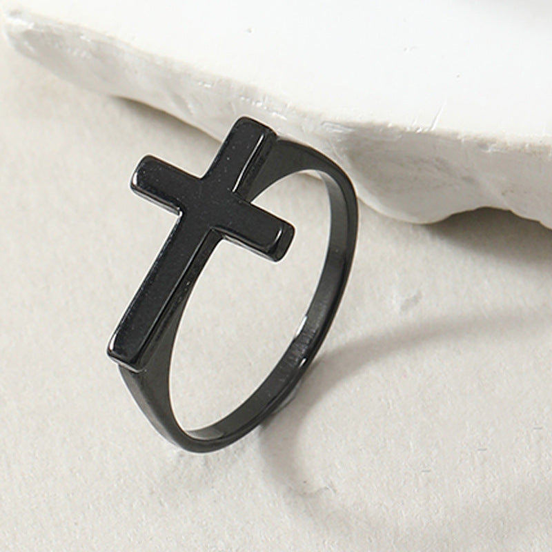 Unisex Stainless Steel Ring With Geometric Cross Design Punk Hip Hop Statement Fashion Jewelry For Men And Women