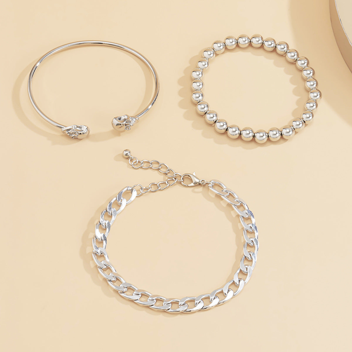 Women Punk Hip Hop Geometric Skull Hollow Chain Bracelet Unique Gift For Travel Anniversary For Her Style Pick