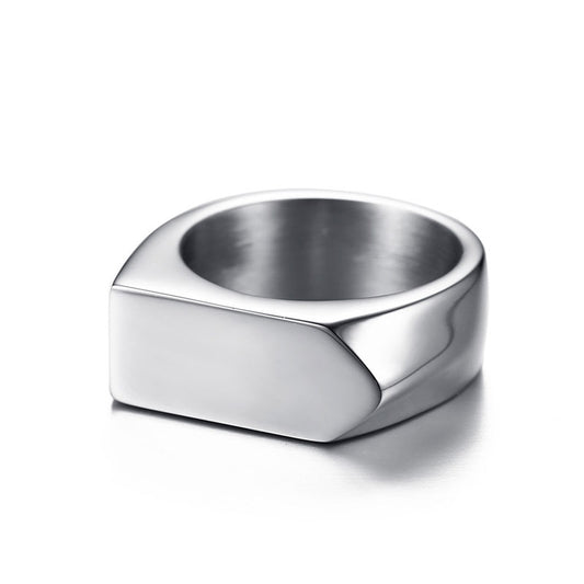 Mens Engravable Stainless Steel Ring Geometric Packaging