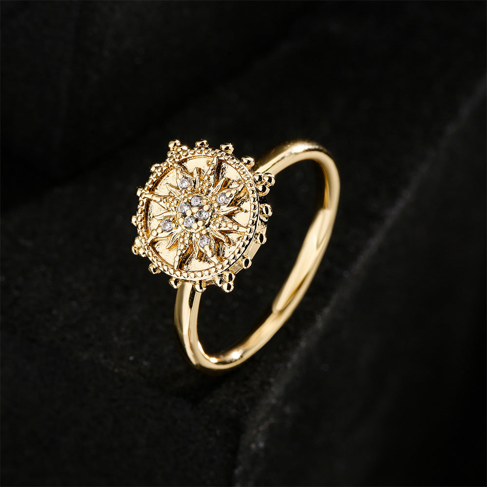 Womens Ring Heart Shaped Six Pointed Star Zircon Inlay Copper Electroplated Fashion Jewelry Elegant Gift Today