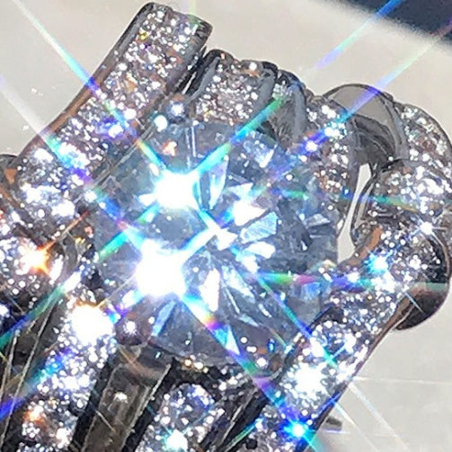 Womens Exaggerated Zircon Ring Set Fine Copper Statement Ring Fashion Jewelry Three Piece Ring For Women Party