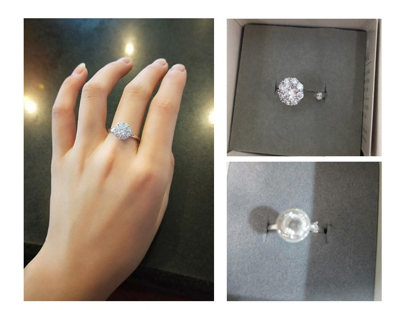 Vibrato Rotating Ring Copper Micro Inlaid Zircon Jewelry Gold Color Opening Size Temperament Opening Wild Size