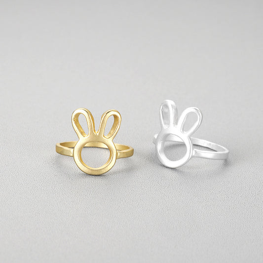 Unisex Rabbit Head Ring Electroplated Alloy Fashion Lightweight Tail Ring Gold Or Silver Gift Birthday Birthday
