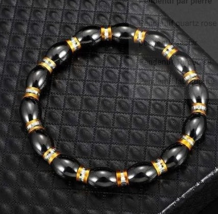 Womens Black Geometric Anklet Bracelet Elastic Bangle Smooth Black Rock Jewelry 6cm Diameter Gift Box Included