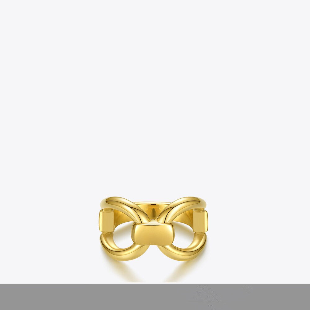 Womens Titanium Steel Ring 18K Gold Plated Figure Eight Hollow Bow Lightweight Elegant Jewelry Chic Gift For Her