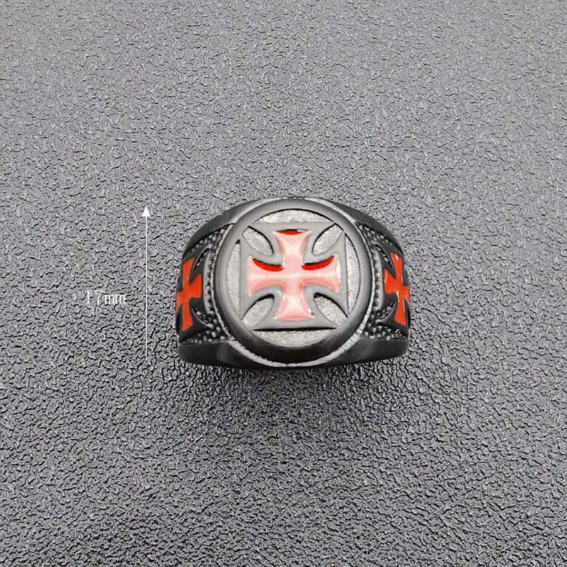 New Cross Men's Black Titanium Steel Ring