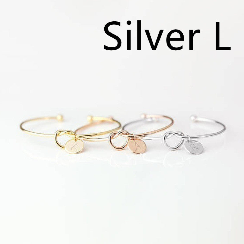 Womens Alloy Letter Bracelet Dead Knot Bangle Jewelry Gold