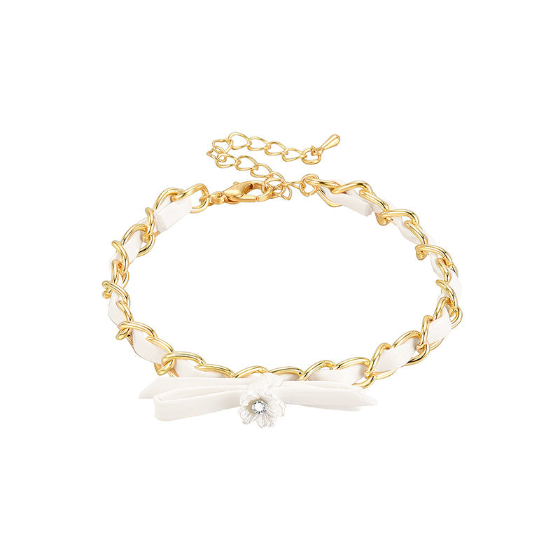 Geometric Copper Chain And Leather Bracelet For Women Trendy Fashion Jewelry Accessory For Everyday Wear Daily