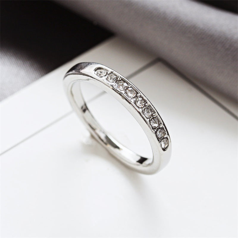 U Shape Diamond Ring for Women Alloy Circle Jewelry