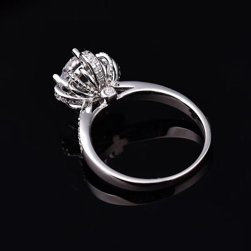 Womens Moissanite Ring Sterling Silver Floral Wishing Fountain Dazzling Sparkle Engagement Promise Gift Anniversary
