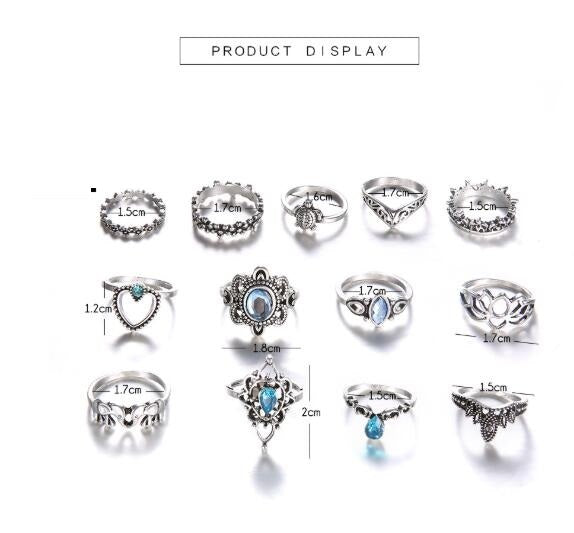 Vintage Crown Starry Gem Jewelry Set 13 Piece Alloy Gemstones Individually Packed Birthday Gift For Her Europe