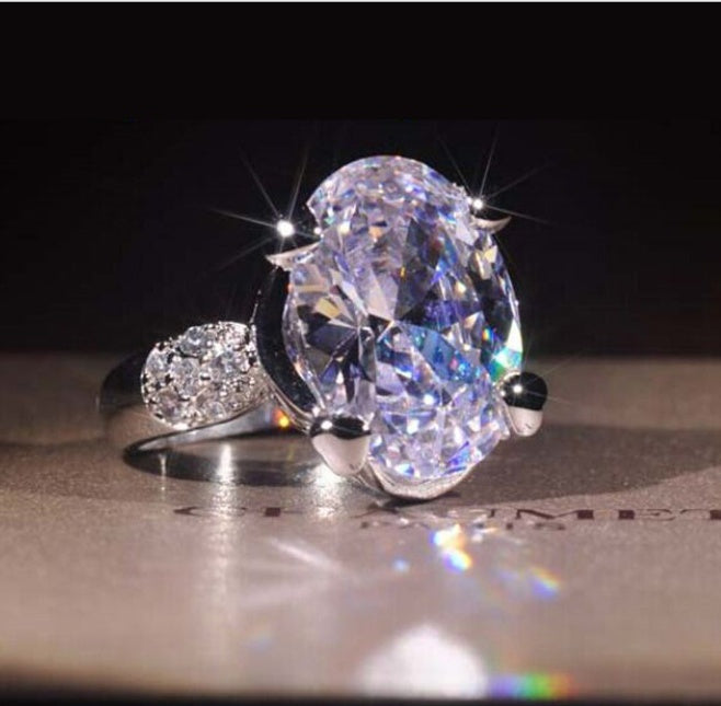 White Sapphire Sterling Silver Ring Natural Gemstone Elegant Bridal Wedding Jewelry Birthstone Ring for Brides Forever