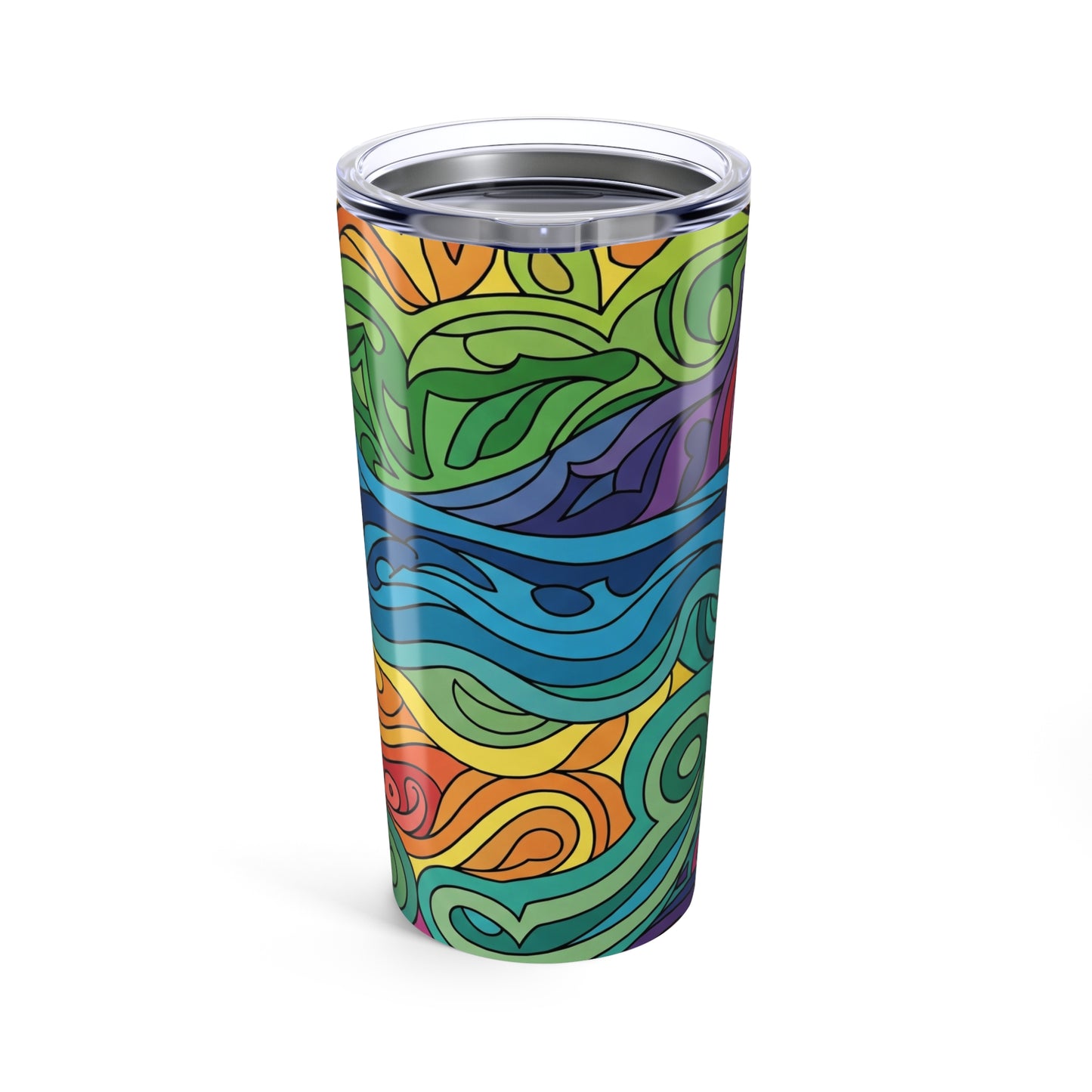 20 Oz Stainless Steel Coffee Cup With Printed Design Double Wall Vacuum Insulation Leak Proof Temperature Control