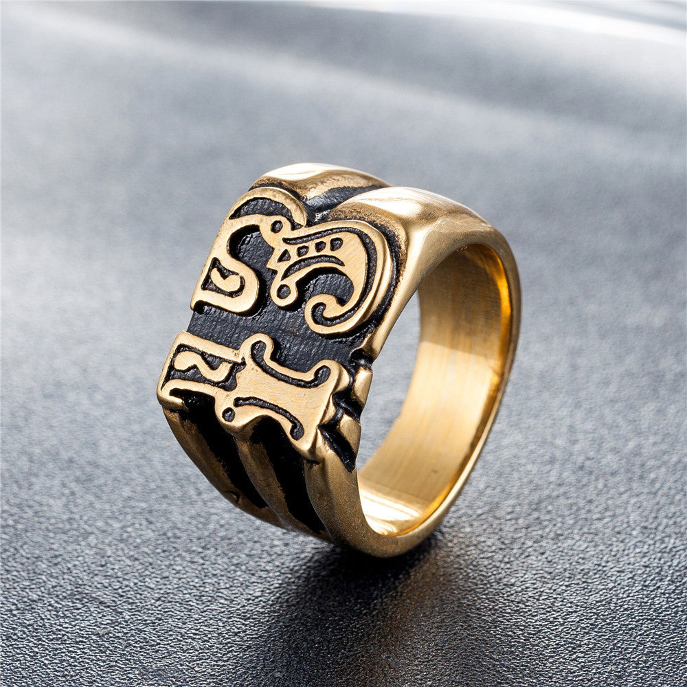 Retro Personalized Digital Titanium Steel Men's Ring