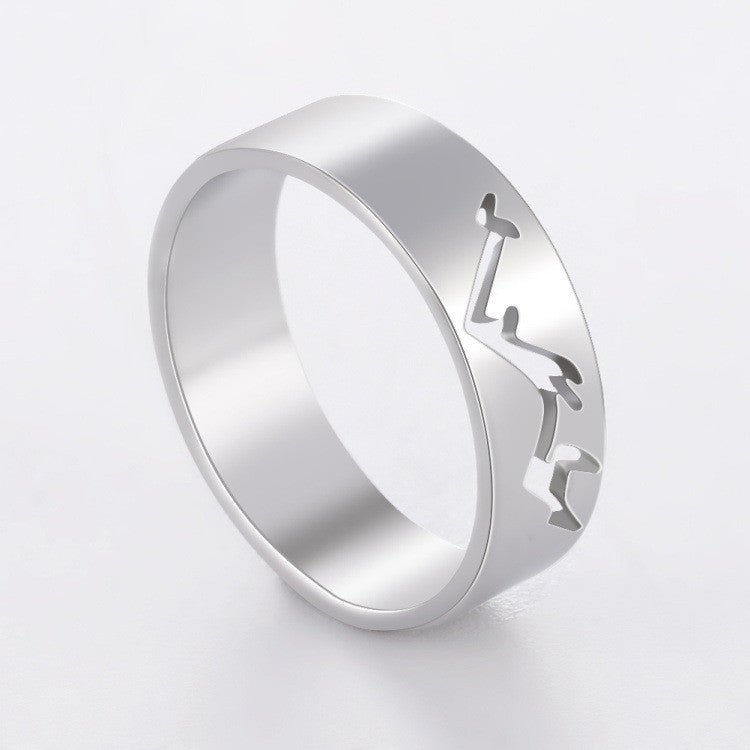 Unisex Stainless Steel Ring Hollow Mountain Snowy Pattern Polished Fashion Ring Everyday Wear Statement Sturdy