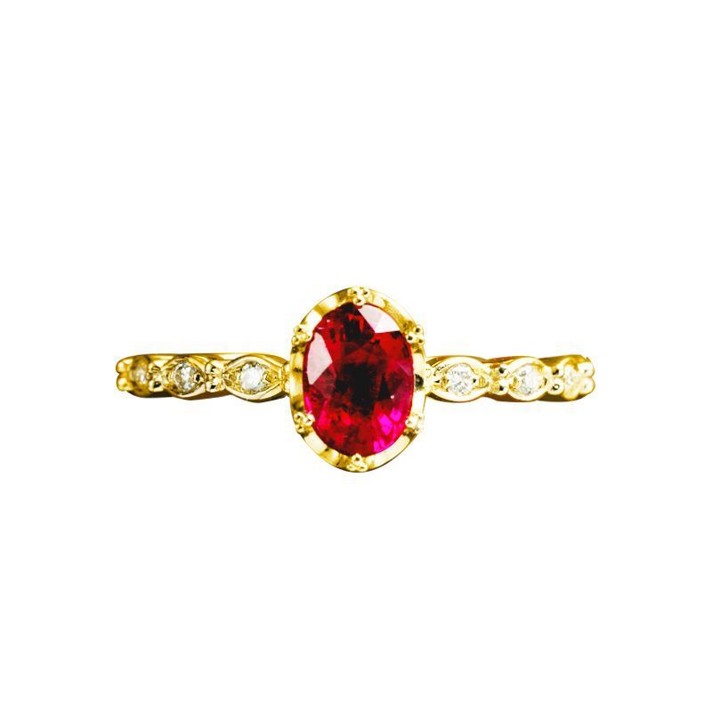 Geometrical Copper Ring With Faux Ruby And Tourmaline Inlaid Zircon Adjustable Open Design Fashion Jewelry Gift