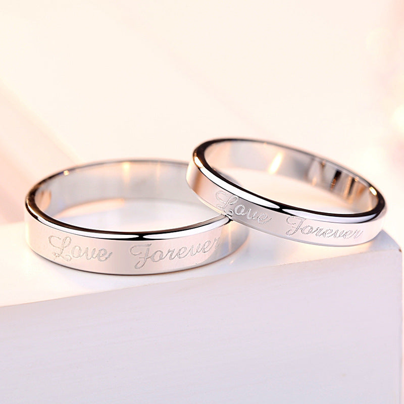 Silver Wedding Ring Set For Women And Men Korean Style Matching Bands For Anniversary Gift Jewelry Elegant Silver