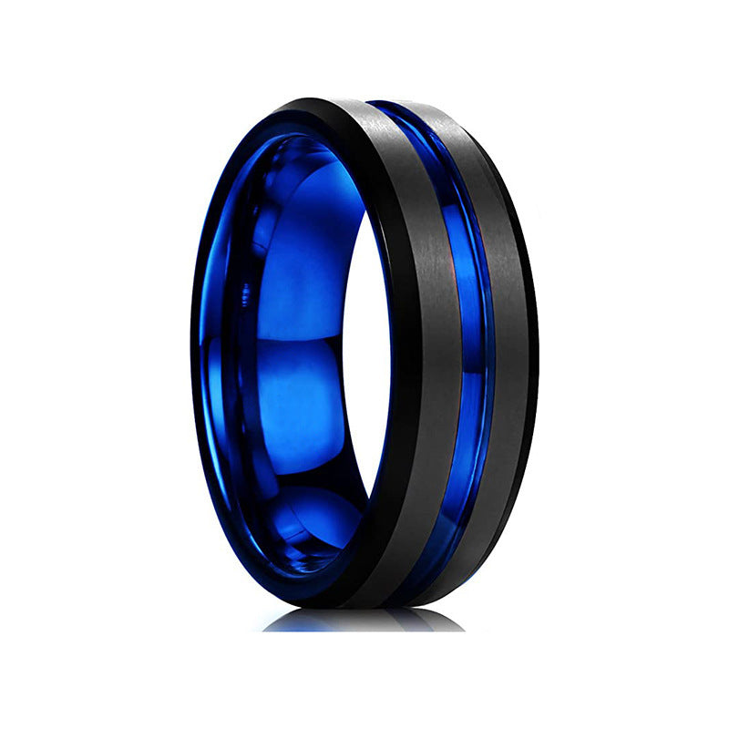 Unisex Titanium Steel Ring Frosted Bilateral Design Rotatable Band With Silver Blue Black Red For Everyday Wear