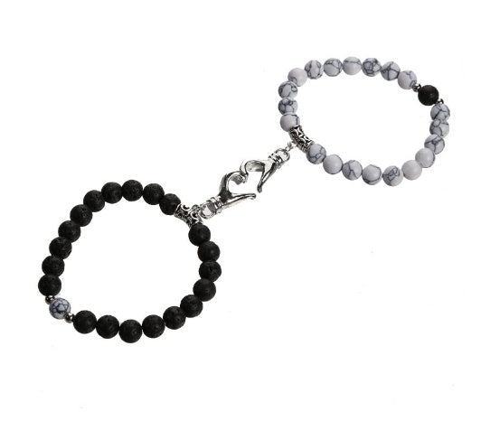 Chamfered Square Pattern Couple Bracelets Matching His Hers