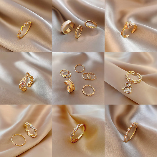 Geometric Gem Inlay Silver Ring 925 Adjustable Open Ring Korean Style Women Fashion Jewelry Everyday Wear For Daily Glam