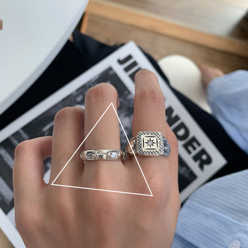 Geometric Square Ring Adjustable Opening Silver Plated Cupronickel Platinum Plated Jewelry For Women Fashion Trend