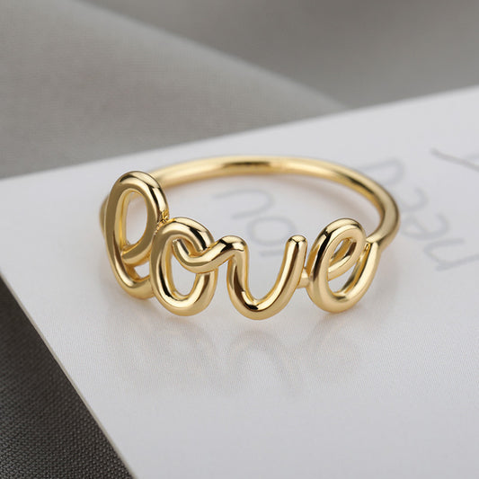 Gold Plated Love Couple Rings Unisex Copper Jewelry