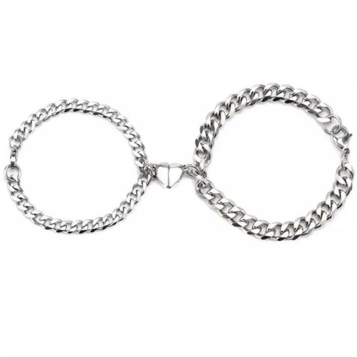 Couple Magnetic Heart Bracelet Valentines Day Gift Alloy Circular Design Fashion Jewelry Set for Women and Men