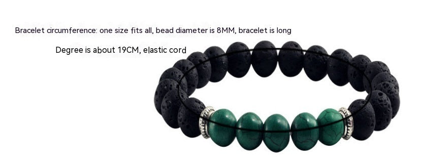 Unisex Natural Stone Turquoise Volcanic Rock Bracelet Adjustable Elastic String Geometric Design For Men Women