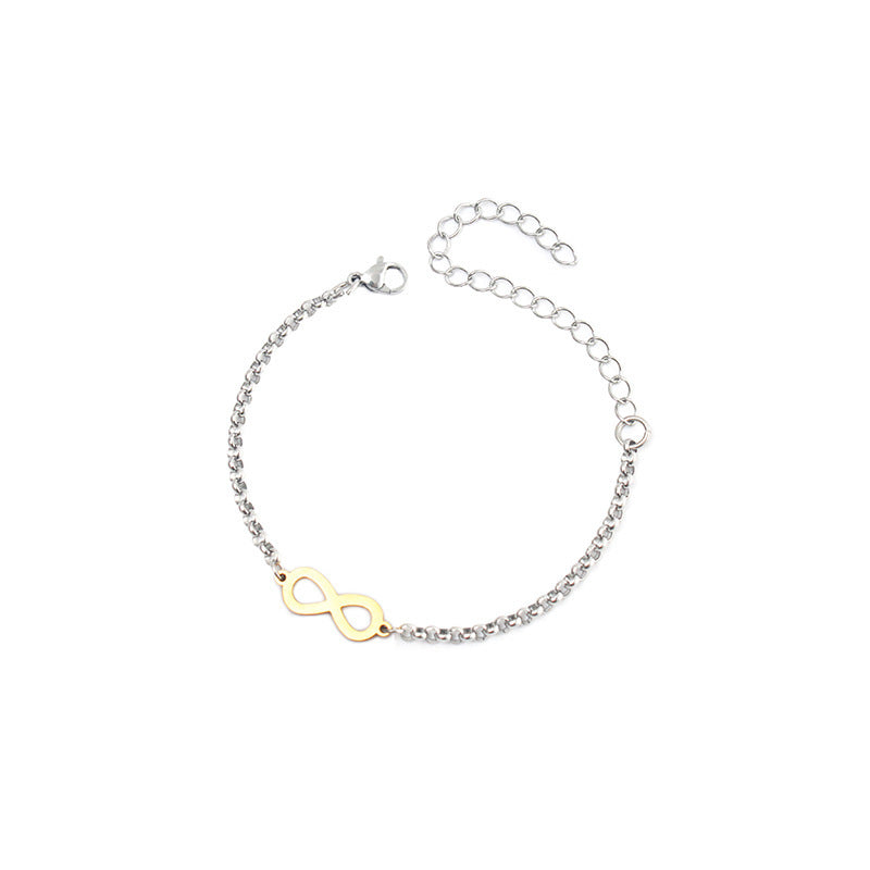 Womens Number 8 Bracelet Titanium Steel Geometric Stainless Steel Chain With Extension Fashion Jewelry Accessory