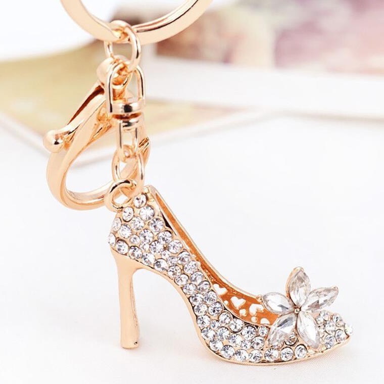 Womens High Heel Keychain Fashion Zinc Alloy Key Chain Gold Color Shoe Accessory For Purse Handbag Keys Wallet