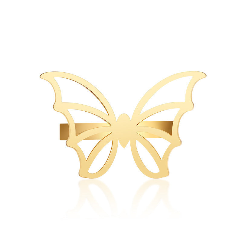 Stainless Steel Butterfly Ring Gold Tone For Women Fashion Jewelry Accessory Gift Idea Handmade Classic Trendy