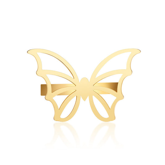 Stainless Steel Butterfly Ring Gold Tone For Women Fashion Jewelry Accessory Gift Idea Handmade Classic Trendy