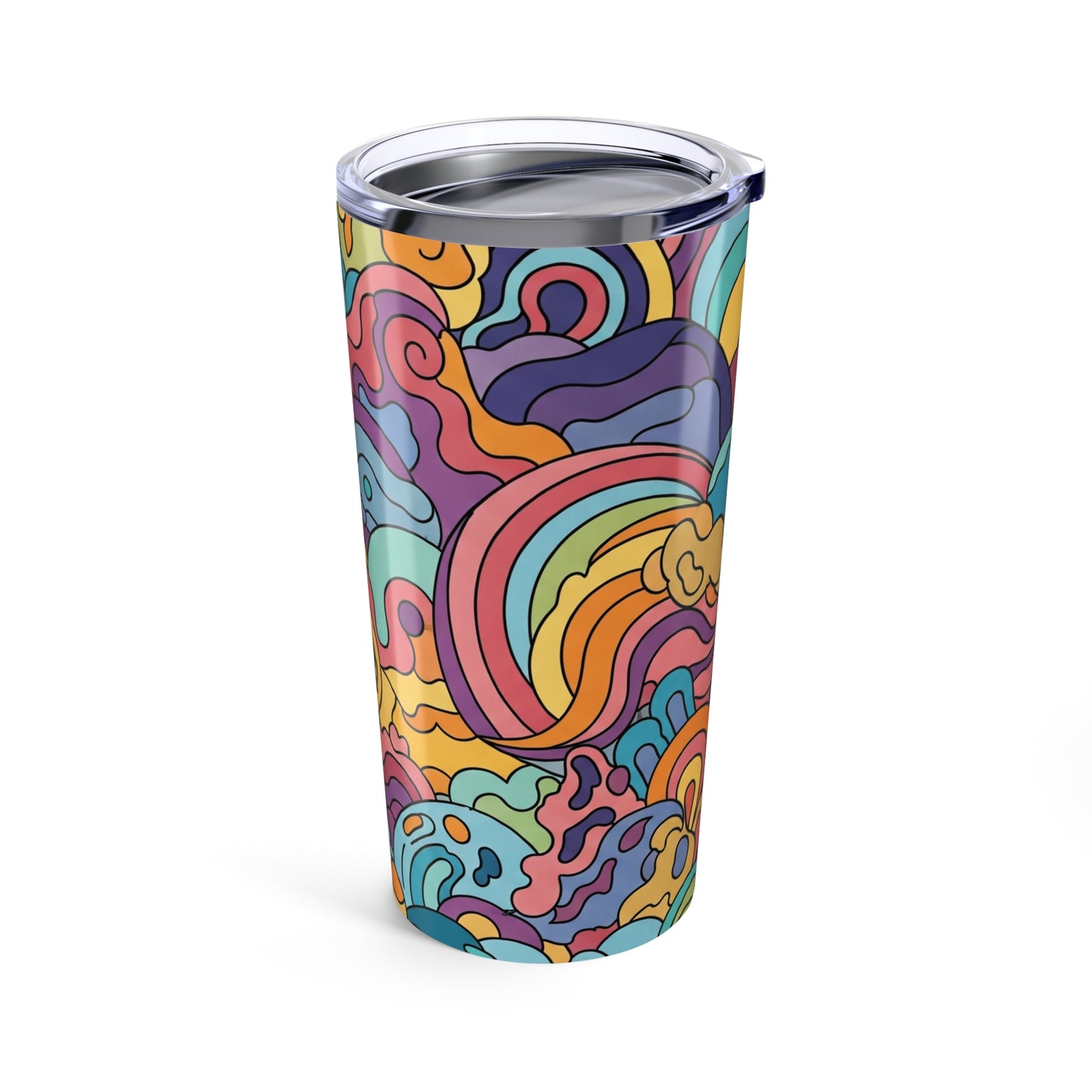 20 Ounce Stainless Steel Tumbler With Printed Design Double Wall Vacuum Insulation Leak Proof Hot Cold Dishwasher