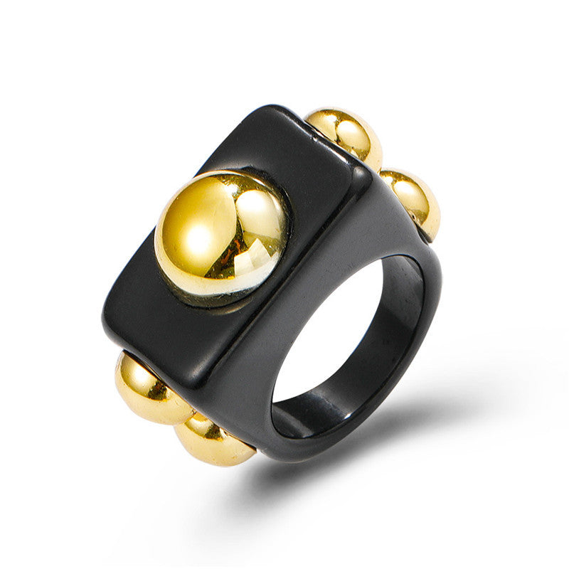 Geometric Resin Ring For Women Acrylic Finger Ring Statement Accessory Exaggerated Design Jewelry Trendy Style