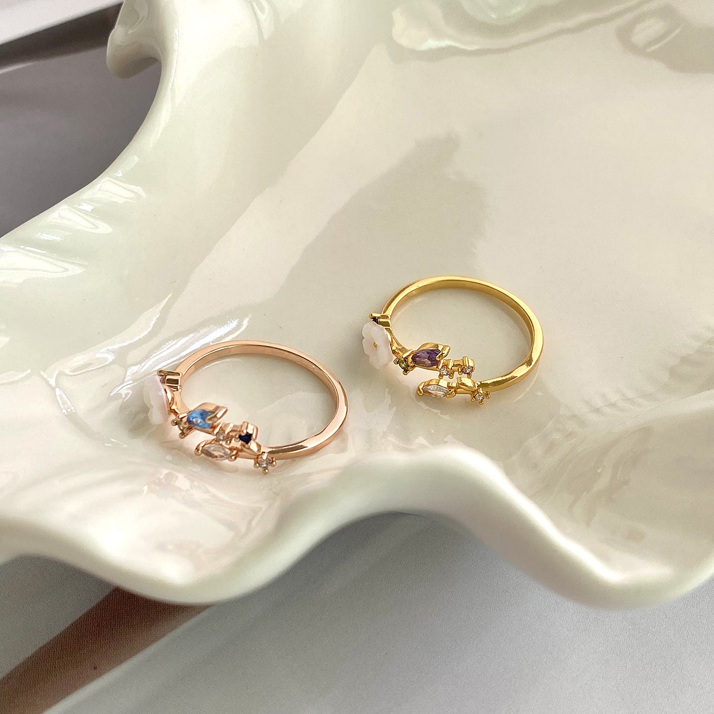 Womens Ring Korean Style Sweet Elegance Floral Geometric Copper Electroplated Durable Jewelry For Daily Use Now