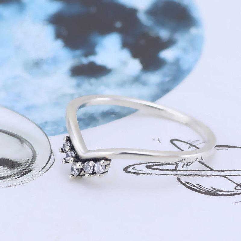 Sterling Silver Crown Ring With Inlaid Gemstones 925