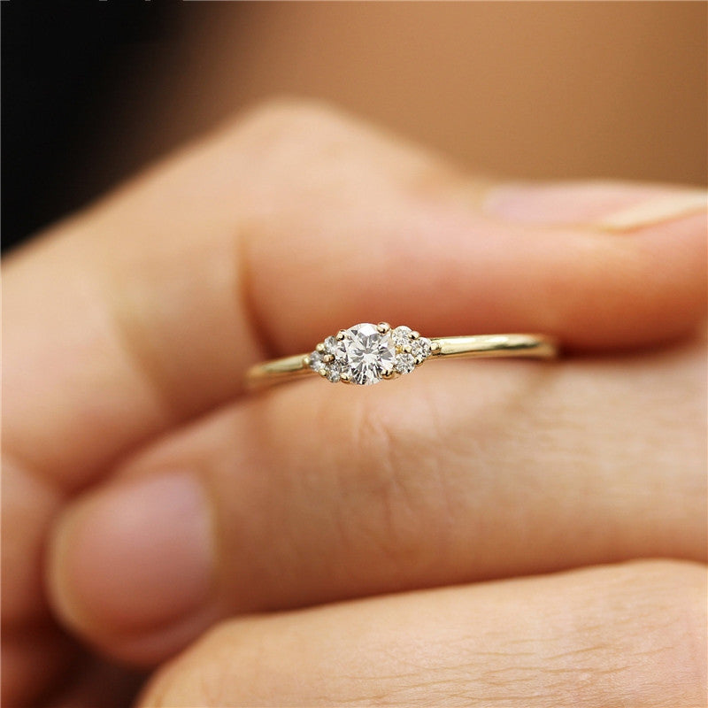Heart Ring For Women Electroplated Copper With White Gold Gem Accents Elegant Fashion Jewelry Gift Travel Souvenir