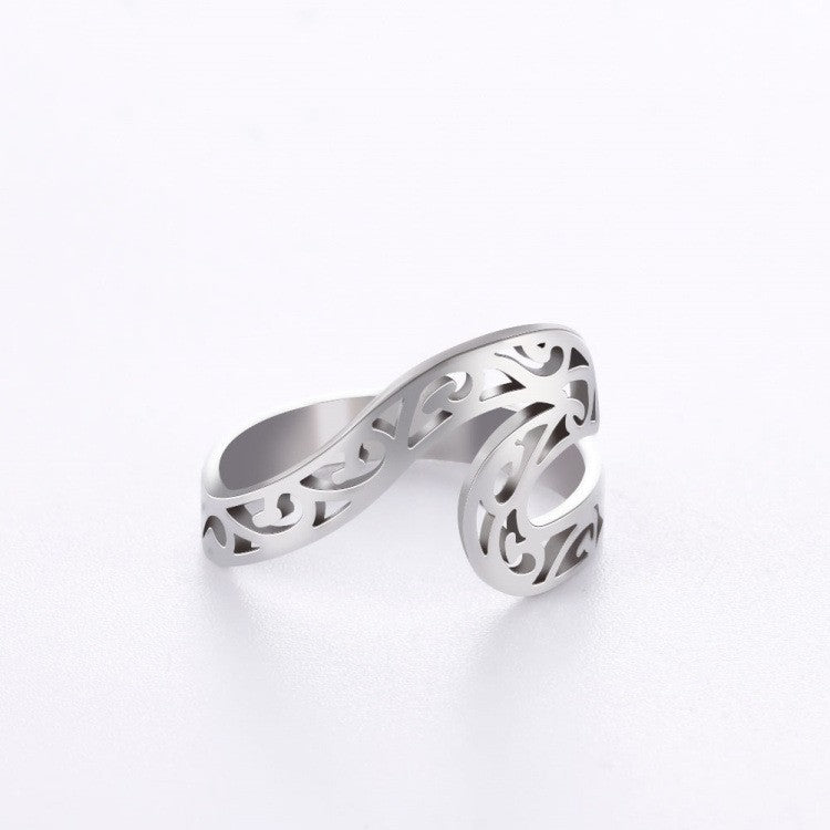 Unisex Geometric Hollow Wave Ring Stainless Steel Band Polished Durable Everyday Wear Jewelry Accessory Modern