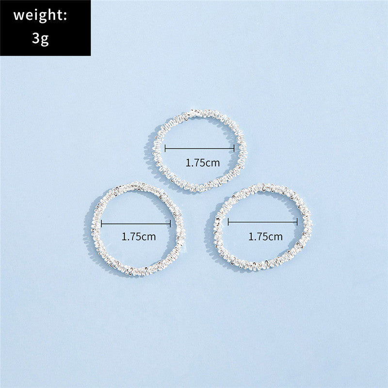 Three Piece Alloy Ring Set for Women Elegant Metal Jewelry