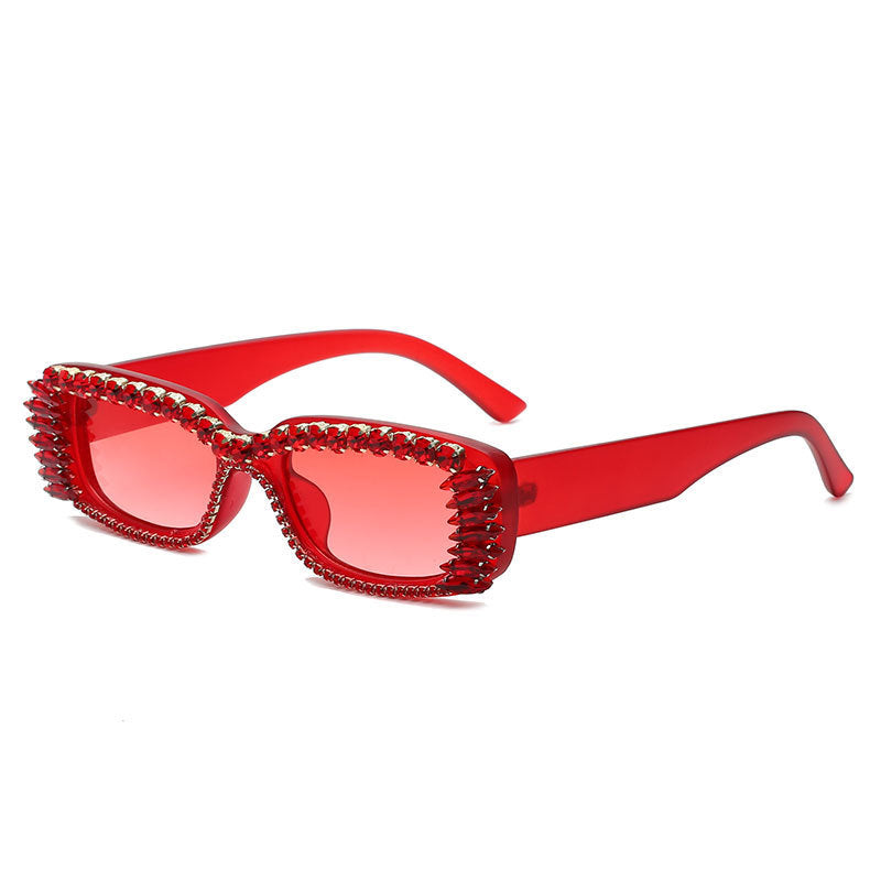 Womens Mens Fashion Sunglasses Diamond Studded Square Rhinestone Design Lens PC Frame 99 Percent Visible Light