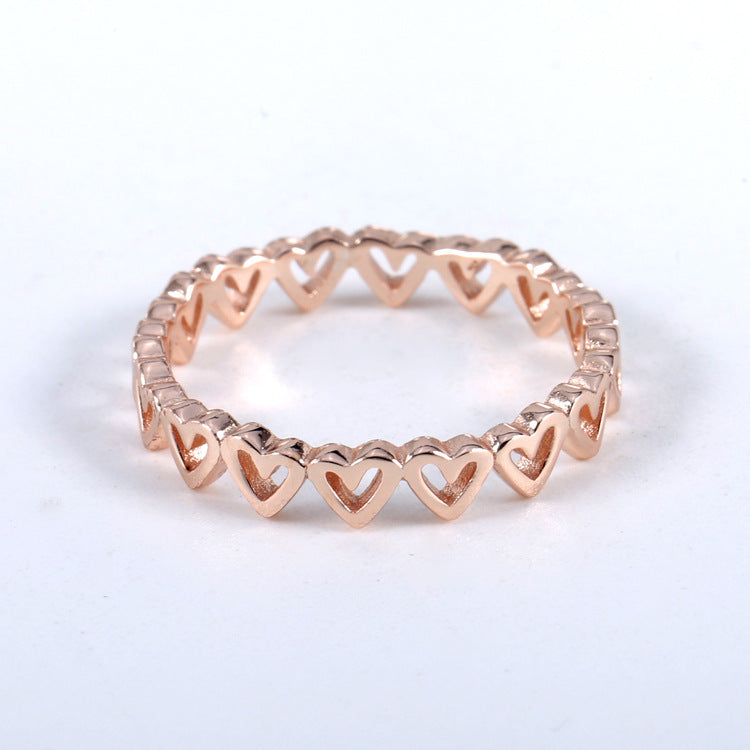 Ladies 925 Sterling Silver Heart Ring Claw Set Elegant Wedding Band European Fashion Ring For Daily And Occasions