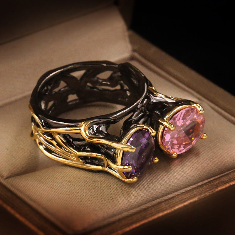 Gold Plated Zircon Ring for Women Elegant Jewelry Gift