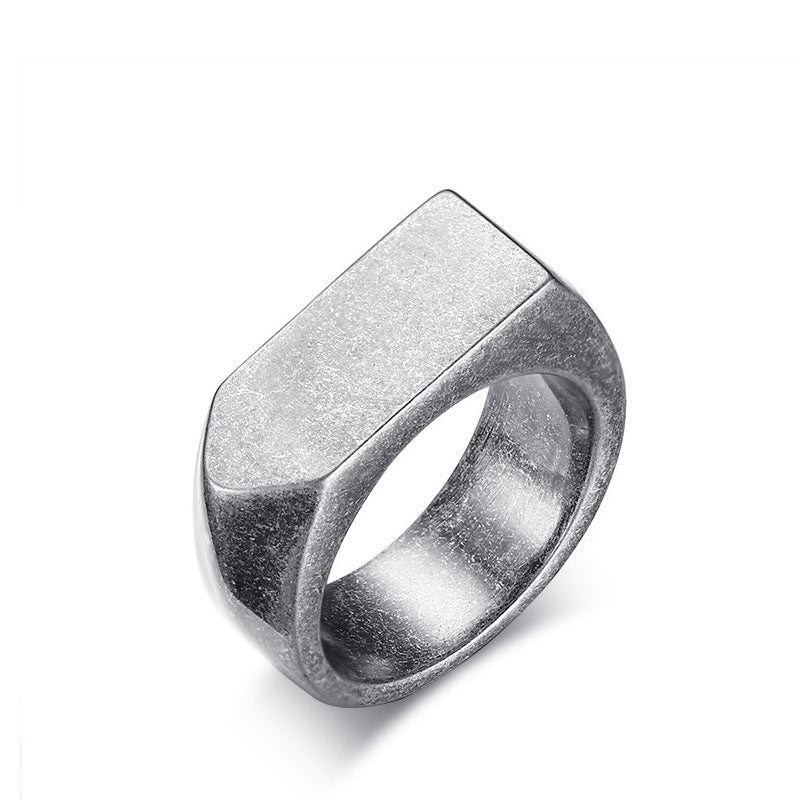 Mens Engravable Stainless Steel Ring Geometric Packaging