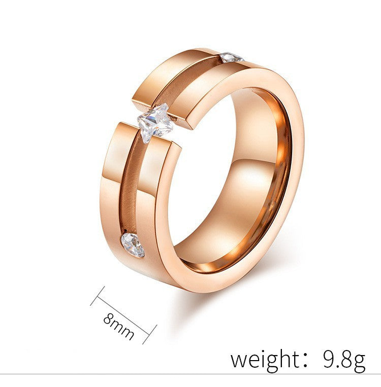 Unisex Titanium Ring Geometric Square Polished Minimalist