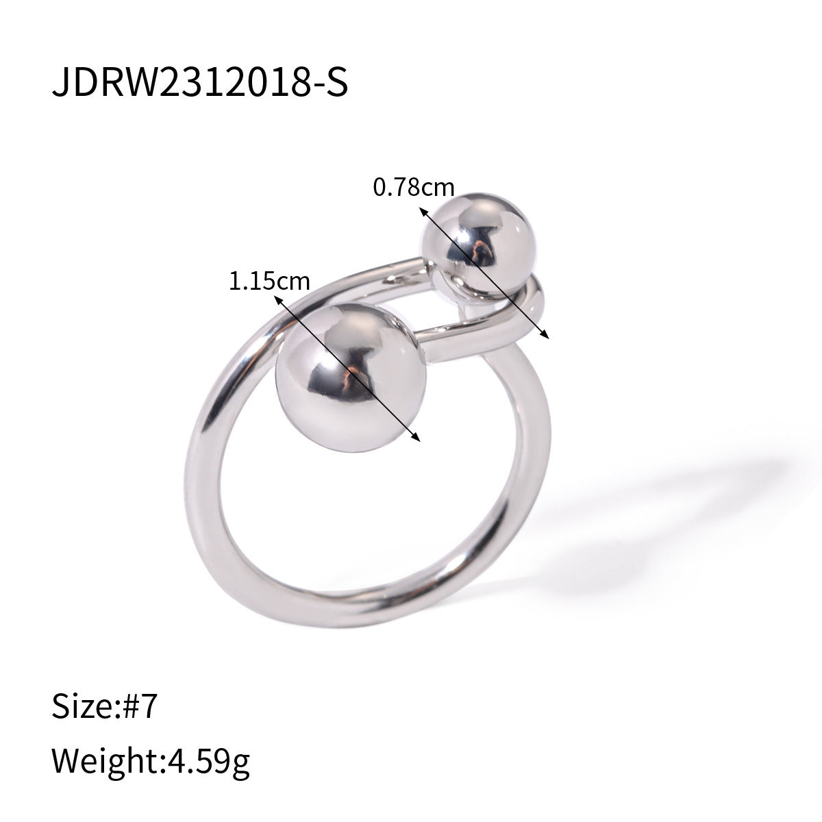 Women Spherical Ball Ring Stainless Steel Gold Tone Jewelry