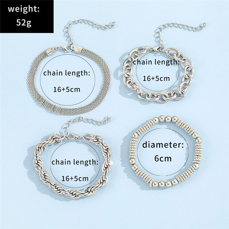 Womens Geometric Twist Bracelet Set Winding Wave Alloy Metal Bangle European Fashion Jewelry Grace Silver Gold