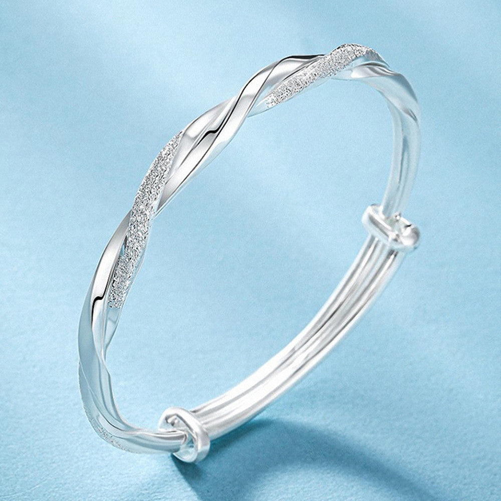 Women Mobius Ring Bracelet Electroplated Silver Tone Asymmetrical Design Symbolizing Intertwined Love Fashion Bangle